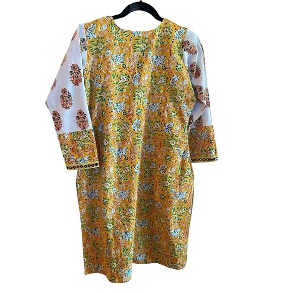 Khadi Long Yellow Boho Linen Dress NWT - Picture 2 of 8